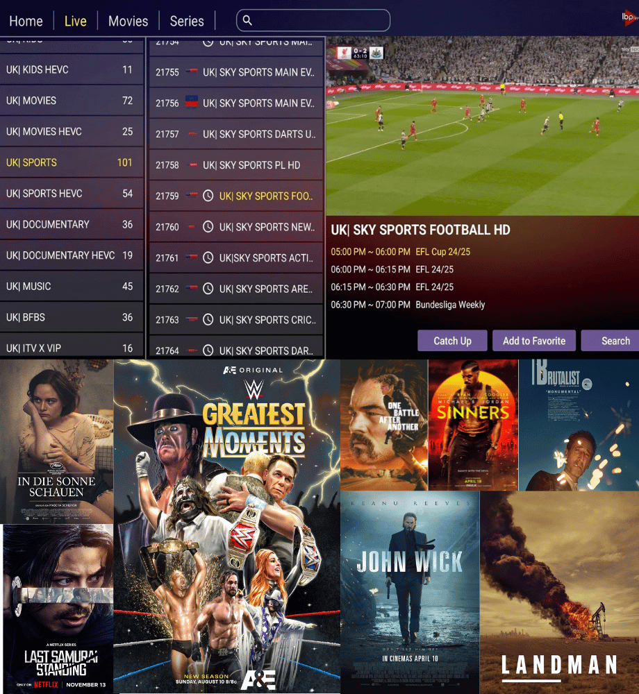 United kingdom IPTV service preview screen